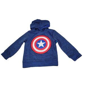 Marvel Avengers Captain America Classic Shield Kids Pullover Hoodie Blue Size 5